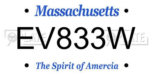 EV833W Massachusetts License Plate