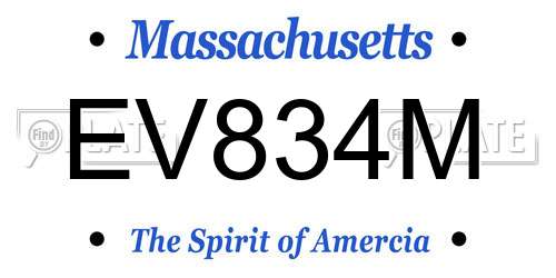EV834M Massachusetts License Plate