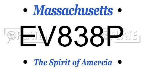 EV838P Massachusetts License Plate