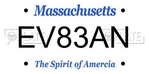 EV83AN Massachusetts License Plate