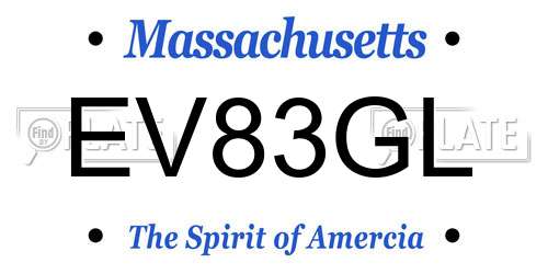 EV83GL Massachusetts License Plate