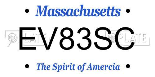 EV83SC Massachusetts License Plate