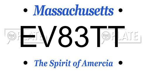 EV83TT Massachusetts License Plate
