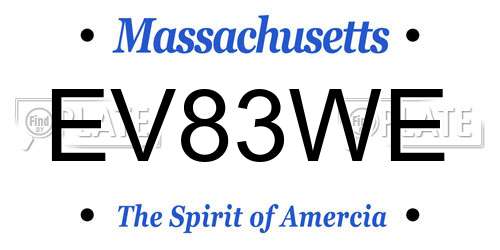 EV83WE Massachusetts License Plate