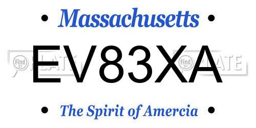EV83XA Massachusetts License Plate