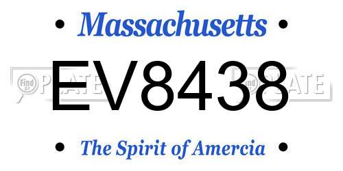 EV8438 Massachusetts License Plate