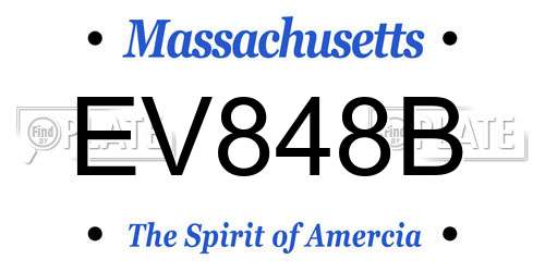 EV848B Massachusetts License Plate