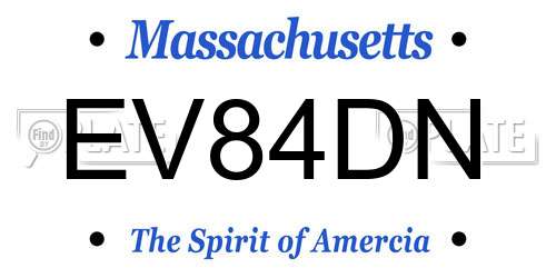 EV84DN Massachusetts License Plate