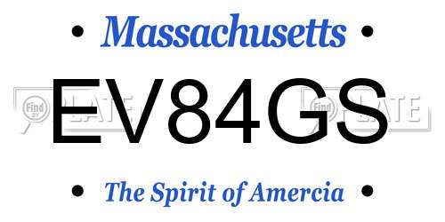 EV84GS Massachusetts License Plate