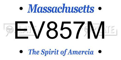 EV857M Massachusetts License Plate