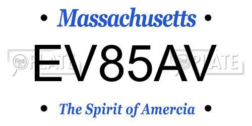 EV85AV Massachusetts License Plate