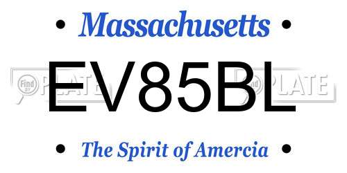 EV85BL Massachusetts License Plate