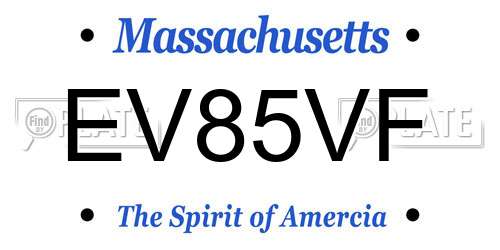 EV85VF Massachusetts License Plate