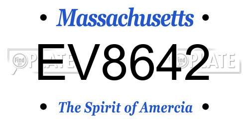 EV8642 Massachusetts License Plate