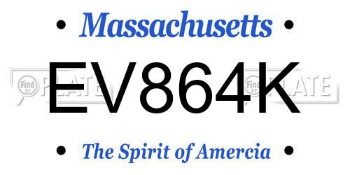 EV864K Massachusetts License Plate