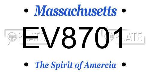EV8701 Massachusetts License Plate