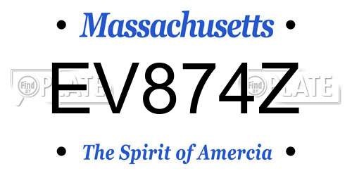EV874Z Massachusetts License Plate