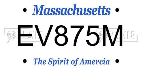 EV875M Massachusetts License Plate