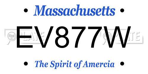 EV877W Massachusetts License Plate