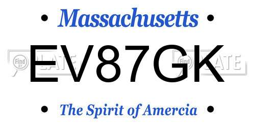 EV87GK Massachusetts License Plate
