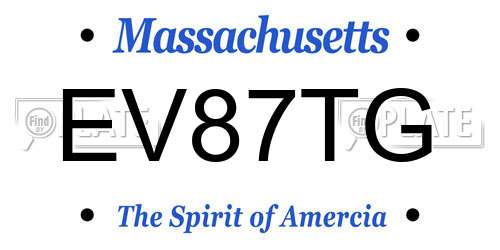 EV87TG Massachusetts License Plate