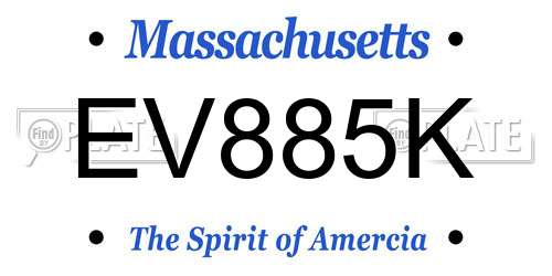 EV885K Massachusetts License Plate