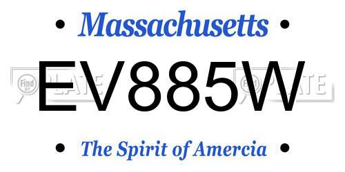 EV885W Massachusetts License Plate