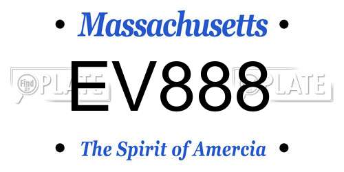 EV888 Massachusetts License Plate