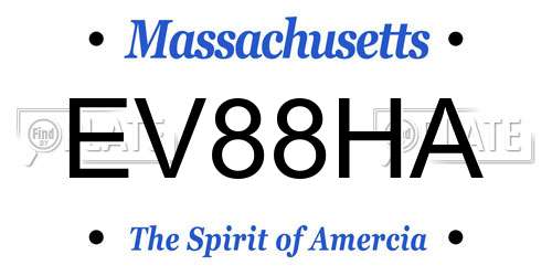 EV88HA Massachusetts License Plate