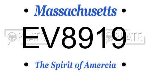 EV8919 Massachusetts License Plate