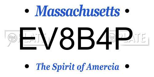 EV8B4P Massachusetts License Plate