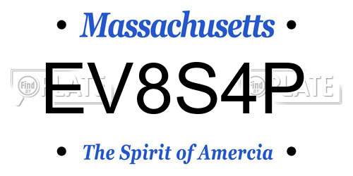 EV8S4P Massachusetts License Plate