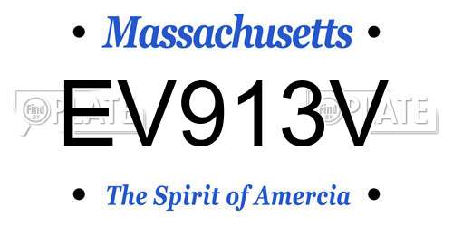 EV913V Massachusetts License Plate