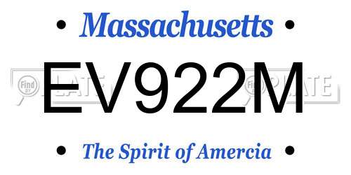 EV922M Massachusetts License Plate