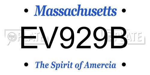 EV929B Massachusetts License Plate