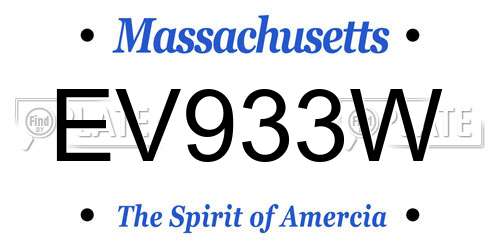 EV933W Massachusetts License Plate
