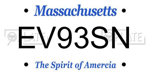 EV93SN Massachusetts License Plate