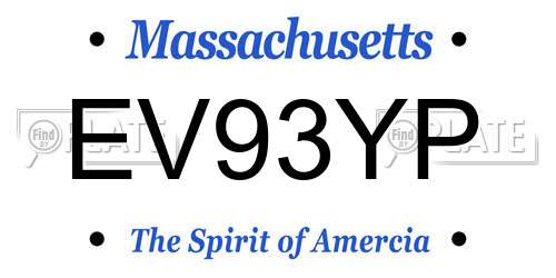 EV93YP Massachusetts License Plate