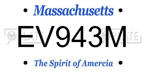 EV943M Massachusetts License Plate