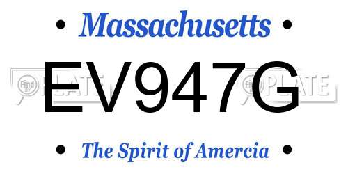 EV947G Massachusetts License Plate