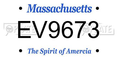 EV9673 Massachusetts License Plate