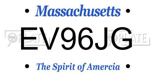 EV96JG Massachusetts License Plate