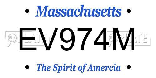 EV974M Massachusetts License Plate