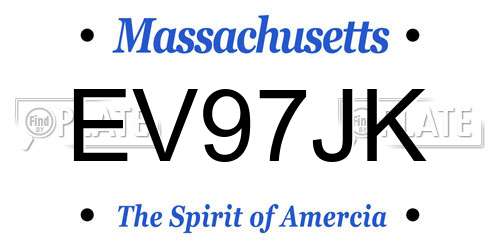 EV97JK Massachusetts License Plate
