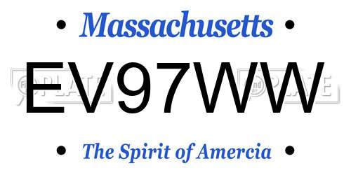 EV97WW Massachusetts License Plate