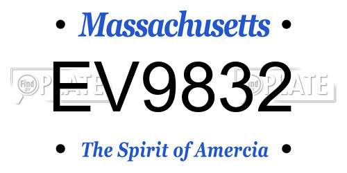 EV9832 Massachusetts License Plate