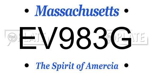 EV983G Massachusetts License Plate