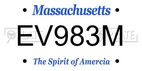 EV983M Massachusetts License Plate