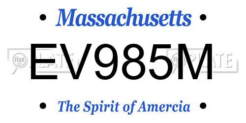 EV985M Massachusetts License Plate