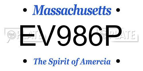 EV986P Massachusetts License Plate